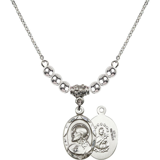 Sterling Silver Scapular Birthstone Necklace with Sterling Silver Beads - 0612