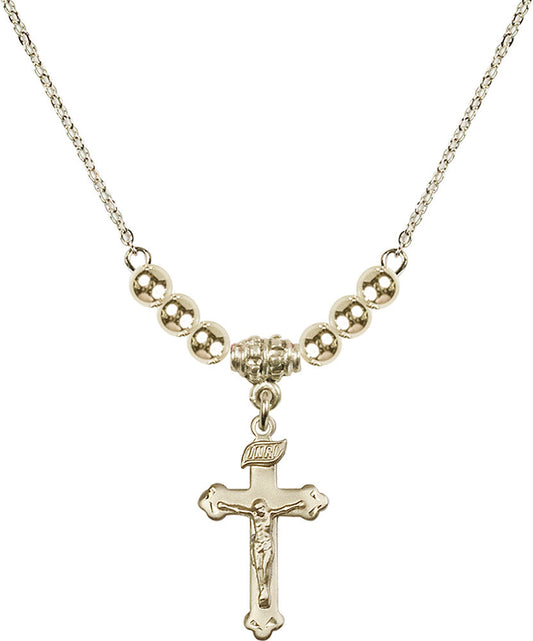 14kt Gold Filled Crucifix Birthstone Necklace with Gold Filled Beads - 0669