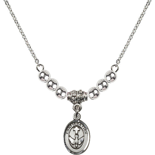Sterling Silver Confirmation Birthstone Necklace with Sterling Silver Beads - 0973