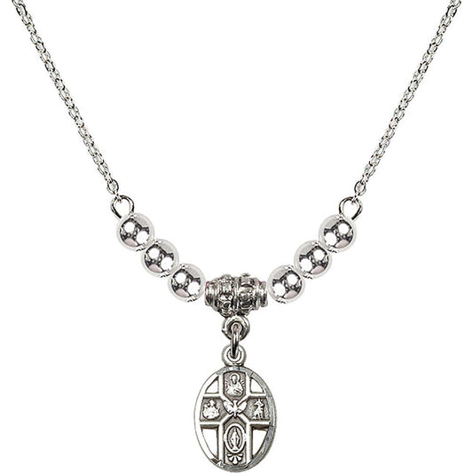 Sterling Silver 5-Way Birthstone Necklace with Sterling Silver Beads - 0980