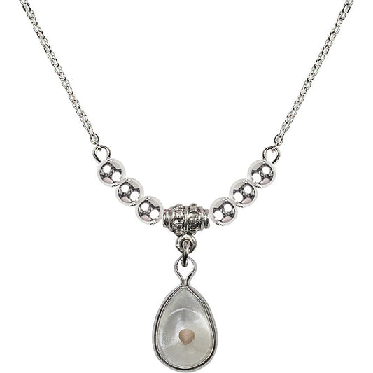 Sterling Silver Mustard Seed Birthstone Necklace with Sterling Silver Beads - 1700