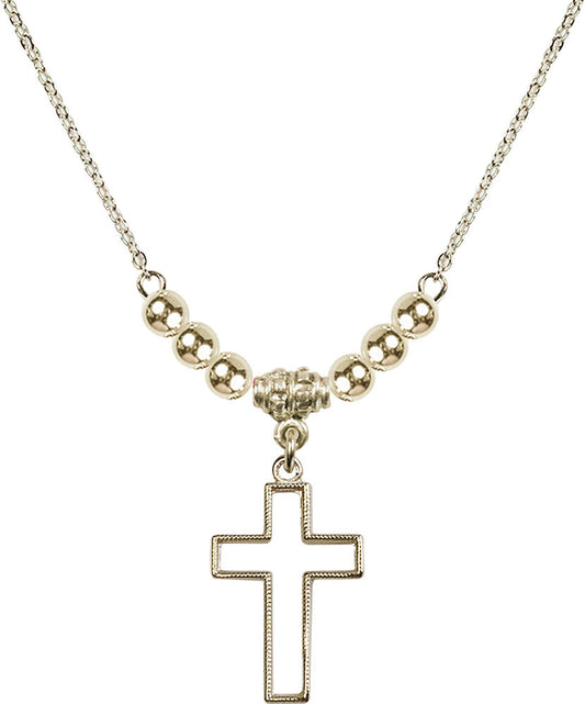 14kt Gold Filled Cross Birthstone Necklace with Gold Filled Beads - 1708