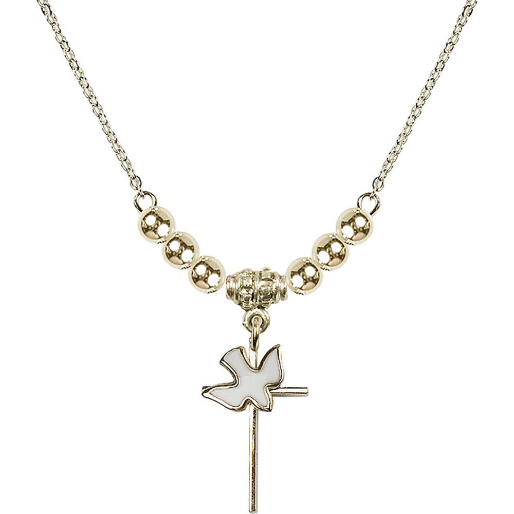 14kt Gold Filled Cross / Holy Spirit Birthstone Necklace with Gold Filled Beads - 1812