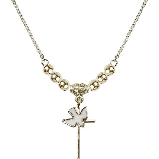 14kt Gold Filled Cross / Holy Spirit Birthstone Necklace with Gold Filled Beads - 1812