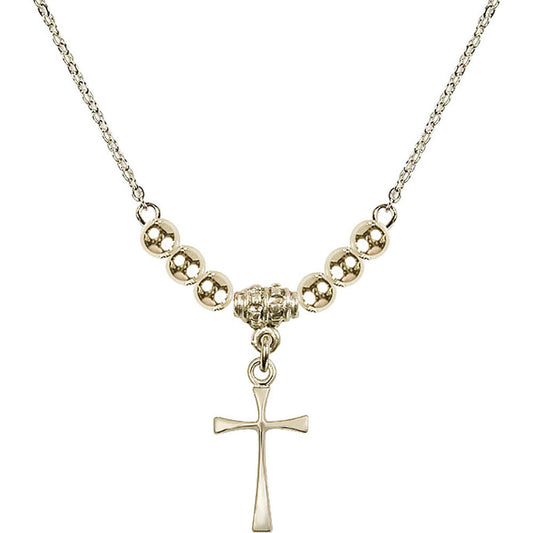 14kt Gold Filled Maltese Cross Birthstone Necklace with Gold Filled Beads - 1872