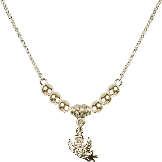 14kt Gold Filled Guardian Angel Birthstone Necklace with Gold Filled Beads - 2128