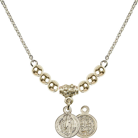 14kt Gold Filled Saint Benedict Birthstone Necklace with Gold Filled Beads - 2341