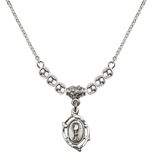 Sterling Silver Communion Birthstone Necklace with Sterling Silver Beads - 3019