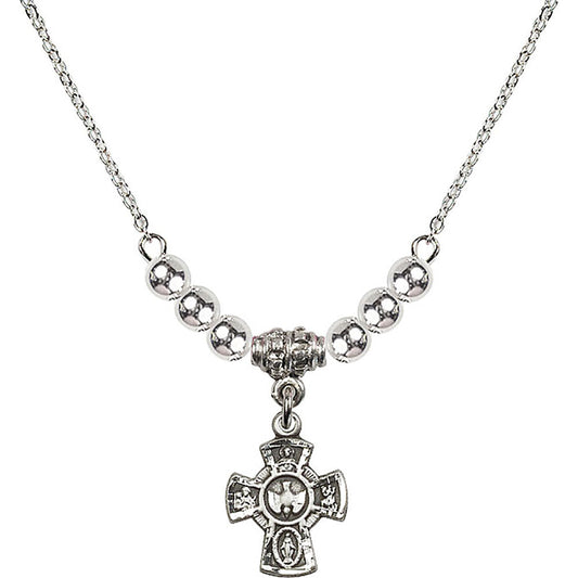 Sterling Silver 5-Way Birthstone Necklace with Sterling Silver Beads - 3145