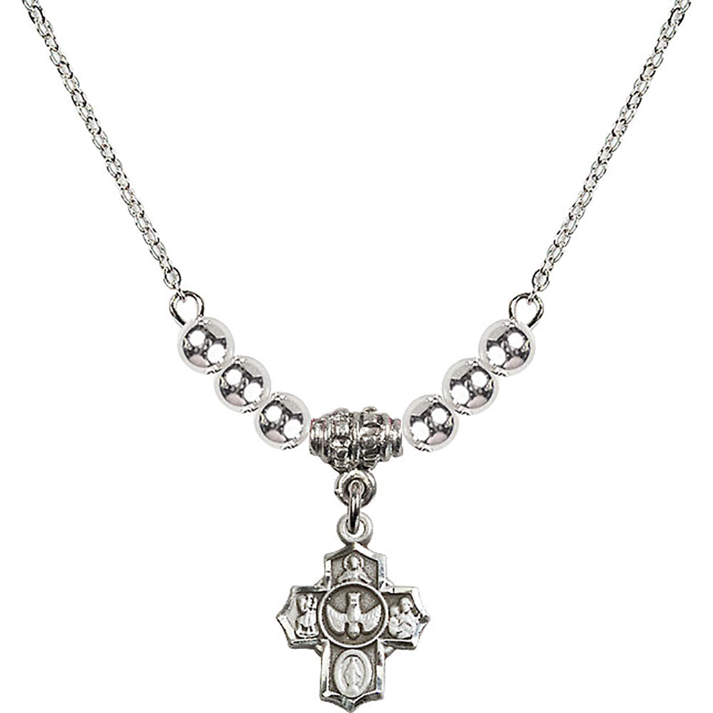 Sterling Silver 5-Way Birthstone Necklace with Sterling Silver Beads - 3190