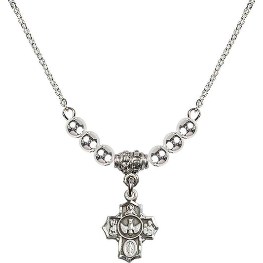 Sterling Silver 5-Way Birthstone Necklace with Sterling Silver Beads - 3190