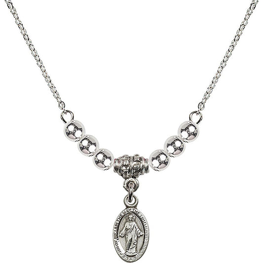 Sterling Silver Scapular Birthstone Necklace with Sterling Silver Beads - 4121