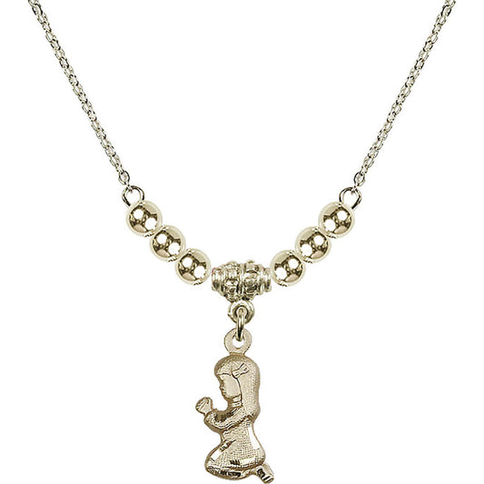 14kt Gold Filled Praying Girl Birthstone Necklace with Gold Filled Beads - 4262