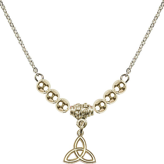 14kt Gold Filled Trinity Irish Knot Birthstone Necklace with Gold Filled Beads - 5100