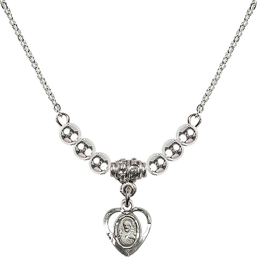 Sterling Silver Scapular Birthstone Necklace with Sterling Silver Beads - 5402