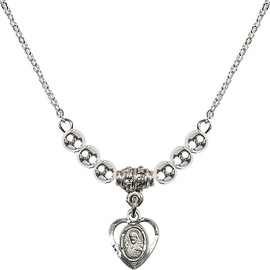 Sterling Silver Scapular Birthstone Necklace with Sterling Silver Beads - 5402