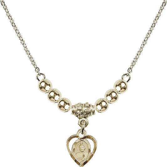 14kt Gold Filled Saint Jude Birthstone Necklace with Gold Filled Beads - 5404