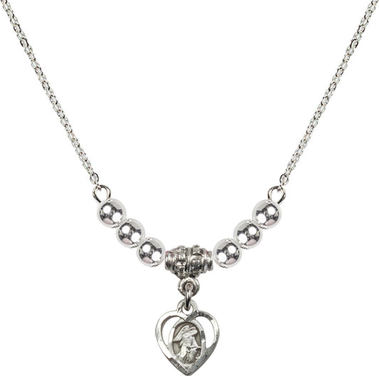 Sterling Silver Guardian Angel Birthstone Necklace with Sterling Silver Beads - 5407