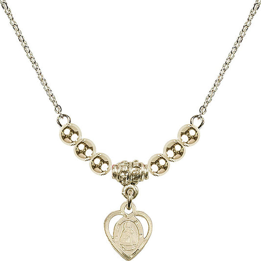 14kt Gold Filled Infant Birthstone Necklace with Gold Filled Beads - 5413