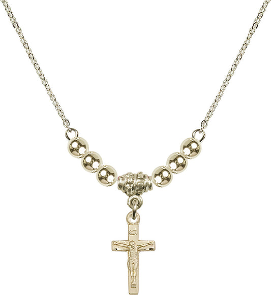 14kt Gold Filled Crucifix Birthstone Necklace with Gold Filled Beads - 5417