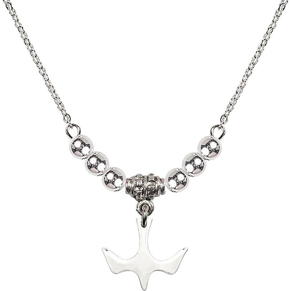 Sterling Silver Holy Spirit Birthstone Necklace with Sterling Silver Beads - 5431