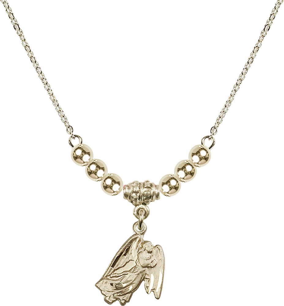 14kt Gold Filled Guardian Angel Birthstone Necklace with Gold Filled Beads - 5642