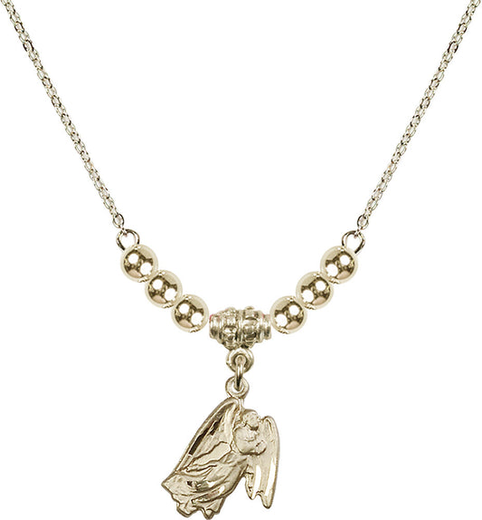 14kt Gold Filled Guardian Angel Birthstone Necklace with Gold Filled Beads - 5642