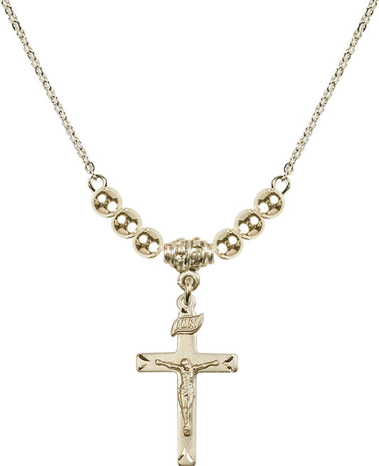 14kt Gold Filled Crucifix Birthstone Necklace with Gold Filled Beads - 5668