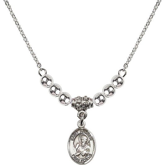 Sterling Silver Saint Andrew the Apostle Birthstone Necklace with Sterling Silver Beads - 9000