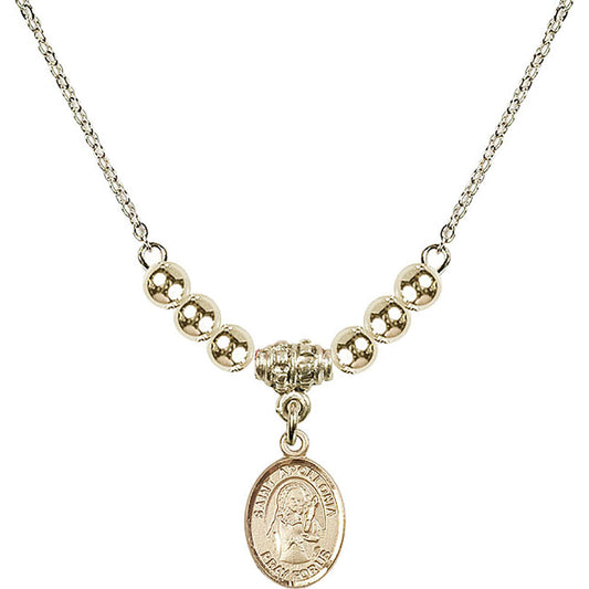 14kt Gold Filled Saint Apollonia Birthstone Necklace with Gold Filled Beads - 9005