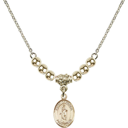 14kt Gold Filled Saint Barbara Birthstone Necklace with Gold Filled Beads - 9006