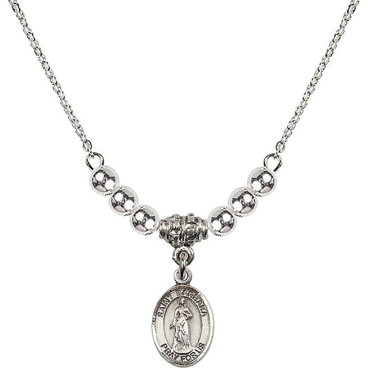 Sterling Silver Saint Barbara Birthstone Necklace with Sterling Silver Beads - 9006