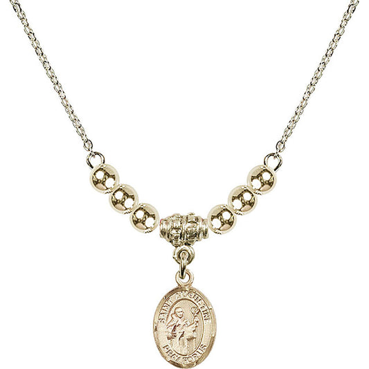 14kt Gold Filled Saint Augustine Birthstone Necklace with Gold Filled Beads - 9007