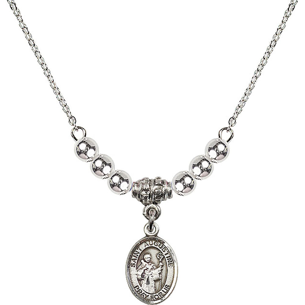 Sterling Silver Saint Augustine Birthstone Necklace with Sterling Silver Beads - 9007