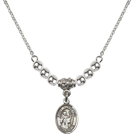 Sterling Silver Saint Augustine Birthstone Necklace with Sterling Silver Beads - 9007