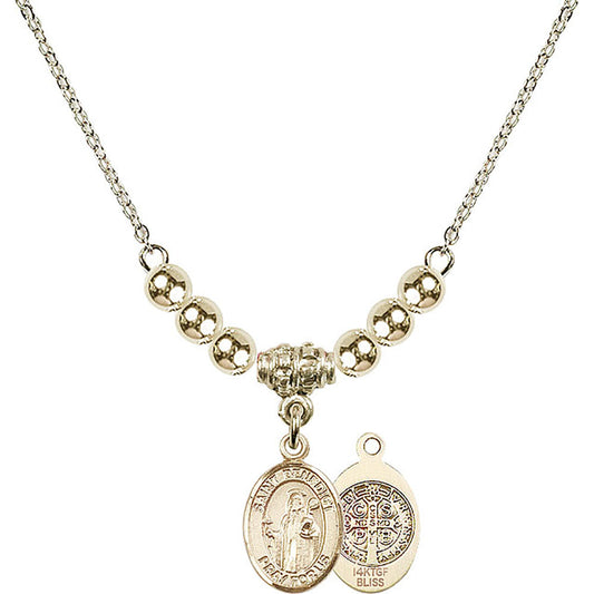 14kt Gold Filled Saint Benedict Birthstone Necklace with Gold Filled Beads - 9008