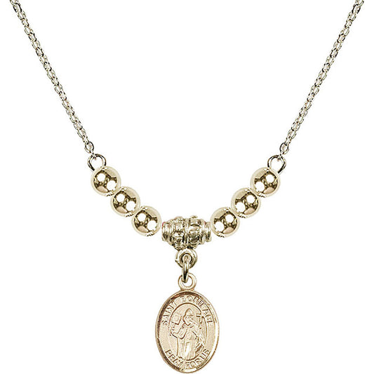14kt Gold Filled Saint Boniface Birthstone Necklace with Gold Filled Beads - 9009