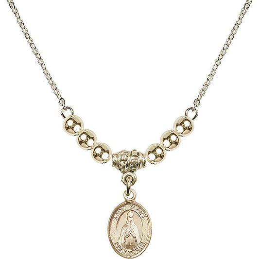 14kt Gold Filled Saint Blaise Birthstone Necklace with Gold Filled Beads - 9010