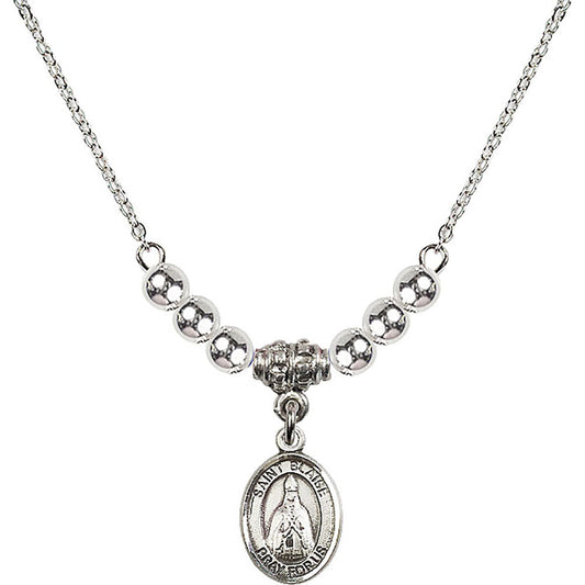 Sterling Silver Saint Blaise Birthstone Necklace with Sterling Silver Beads - 9010