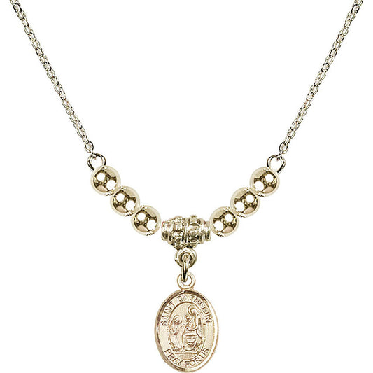 14kt Gold Filled Saint Catherine of Siena Birthstone Necklace with Gold Filled Beads - 9014