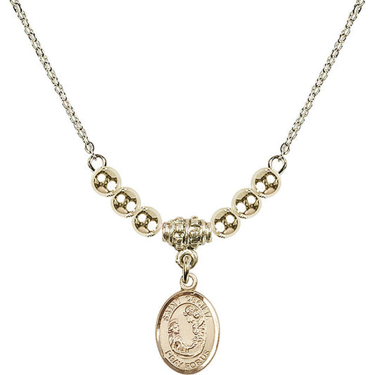 14kt Gold Filled Saint Cecilia Birthstone Necklace with Gold Filled Beads - 9016