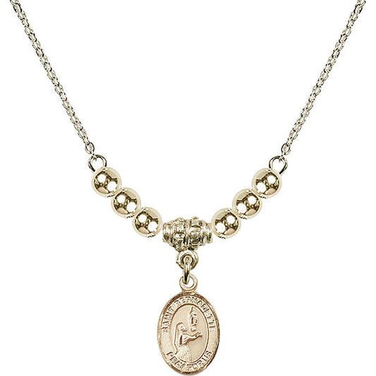 14kt Gold Filled Saint Bernadette Birthstone Necklace with Gold Filled Beads - 9017
