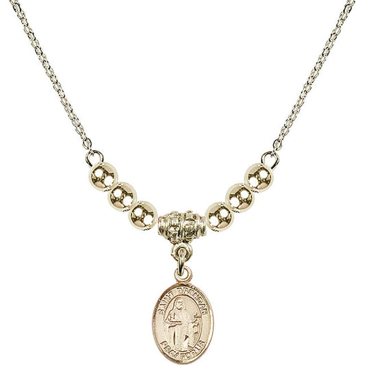 14kt Gold Filled Saint Brendan the Navigator Birthstone Necklace with Gold Filled Beads - 9018