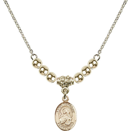 14kt Gold Filled Saint Dorothy Birthstone Necklace with Gold Filled Beads - 9023