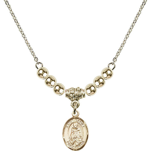14kt Gold Filled Saint Daniel Birthstone Necklace with Gold Filled Beads - 9024