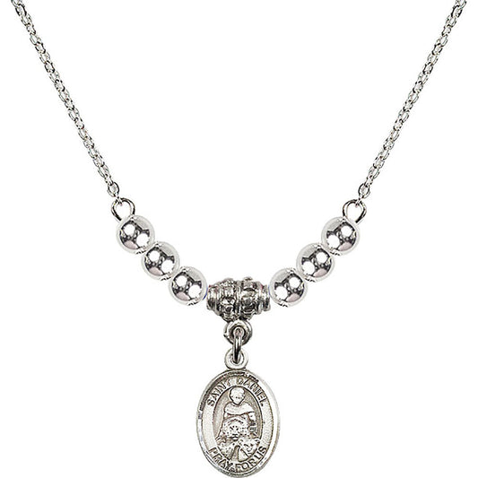 Sterling Silver Saint Daniel Birthstone Necklace with Sterling Silver Beads - 9024
