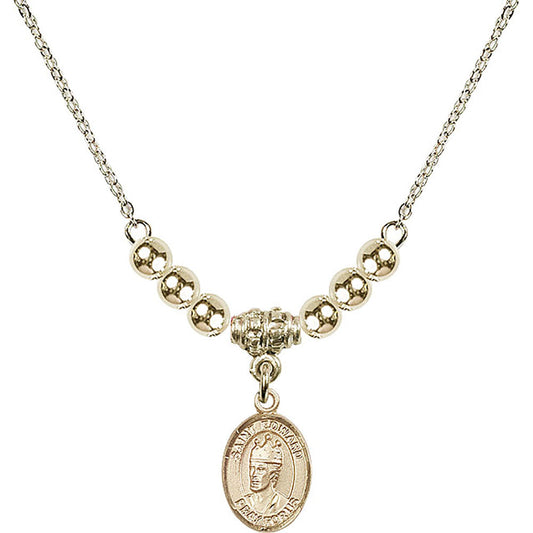 14kt Gold Filled Saint Edward the Confessor Birthstone Necklace with Gold Filled Beads - 9026