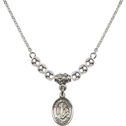 Sterling Silver Saint Dominic de Guzman Birthstone Necklace with Sterling Silver Beads - 9030
