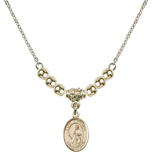 14kt Gold Filled Saint Dymphna Birthstone Necklace with Gold Filled Beads - 9032