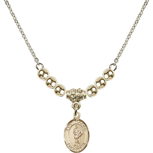 14kt Gold Filled Saint Florian Birthstone Necklace with Gold Filled Beads - 9034